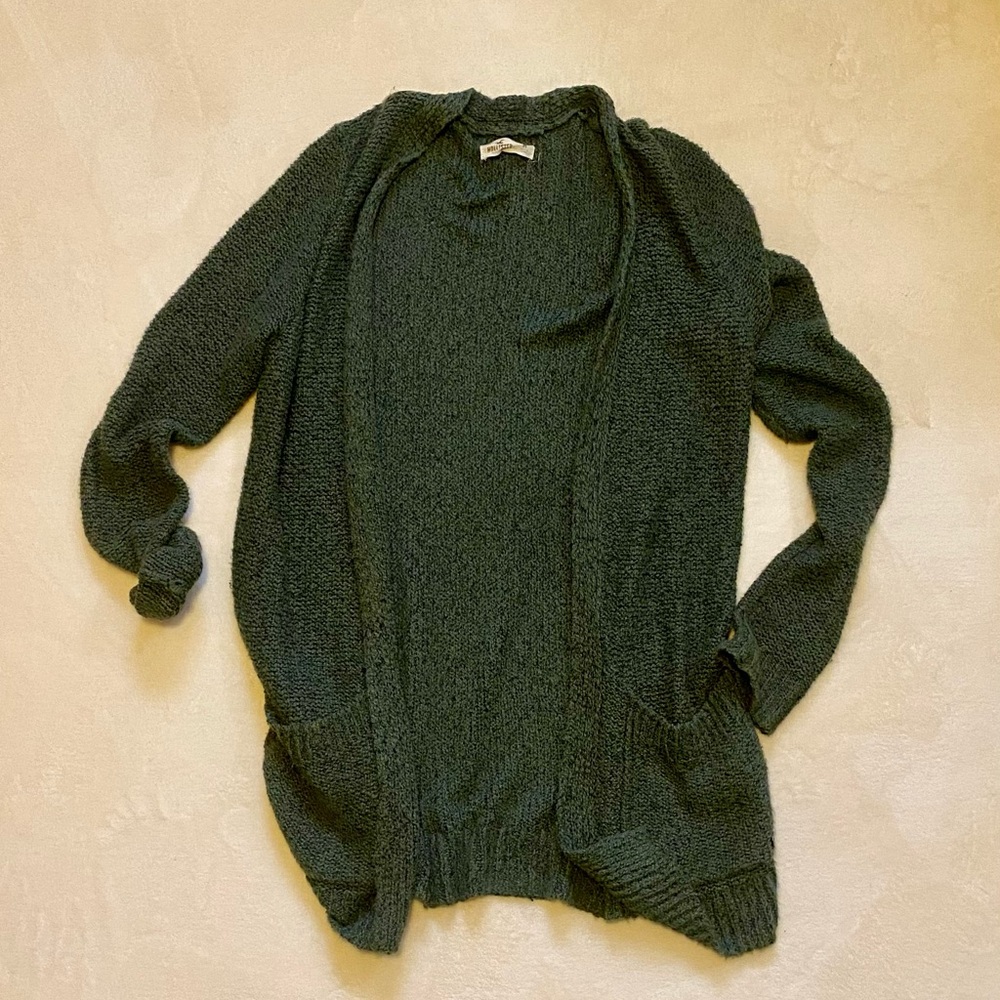 Women's Hollister Green Knit Chunky Cardigan Sweater